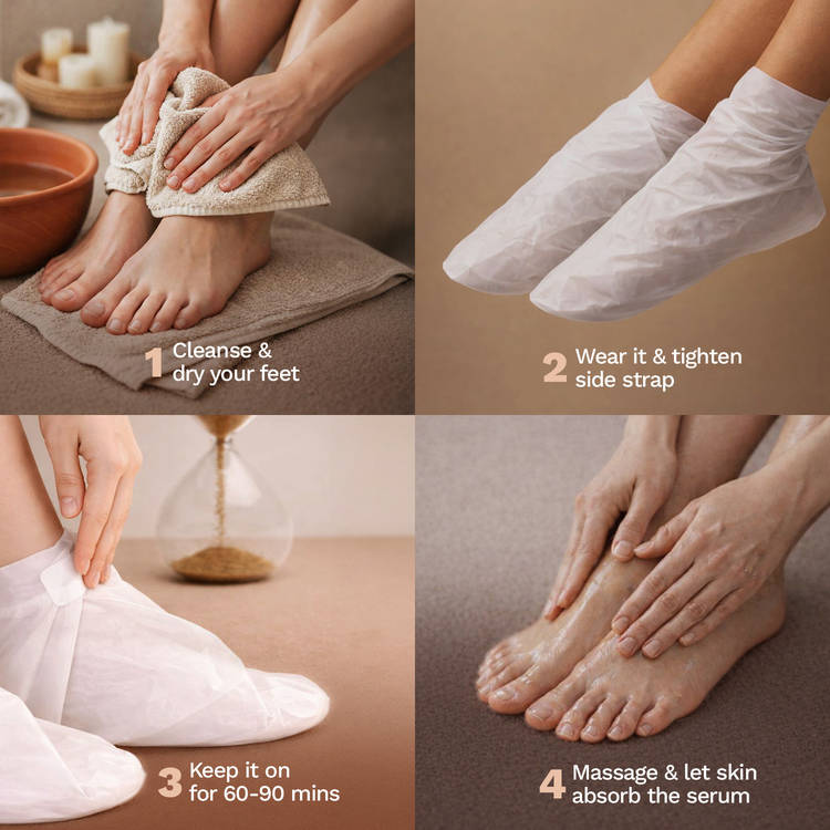 Glycolic & Salicylic Acid Exfoliating Foot Peeling Mask - Reduces Dry Skin